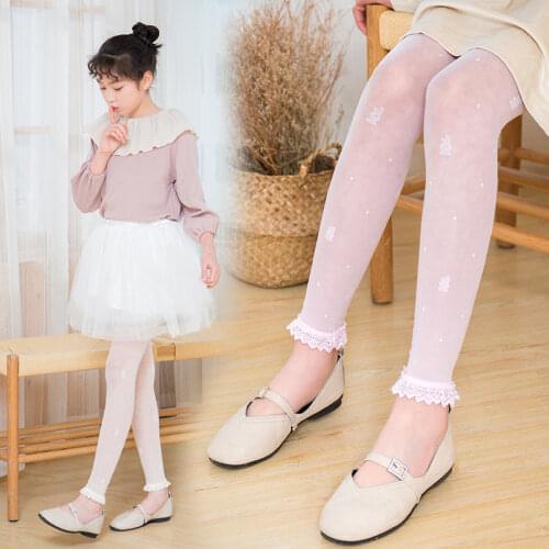 Tights For Girls Childrens Pantyhose Rabbit Lace 2020 Summer Ultra-Thin Anti-Hook