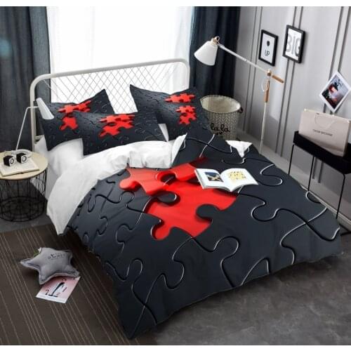 Jigsaw Puzzle Bedding Set Bedspread Single Twin Full Queen King Size Bed Set Childrens Kid Boy Bedroom Duvetcover Sets