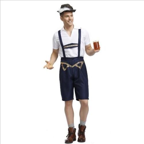 Man German Beer Lederhosen Outfit Adult Men Bavarian Oktoberfest Cosplay Halloween Costumes