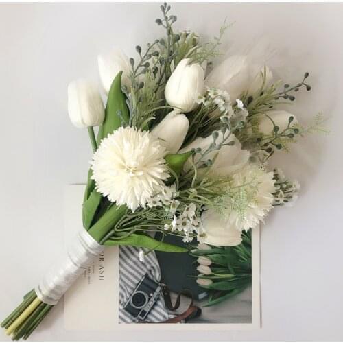 Small Bride Bouquets Bridesmaid Wedding Bouquet Silk Roses Artificial Flowers Corsage Mariage Accessories Home Room Decoration