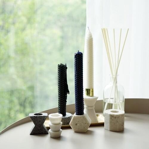 Mini Candle Holder Concrete Mold Geometric Candlestick Cement Clay Crafts Mould Creative Gypsum Plaster Silicone Molds