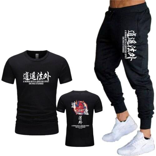 Running Mens T-shirt Sports Fashion Printed T-shirt Short Sleeve + Pants Football Basketball Tennis Shirt Quick Drying Fitness