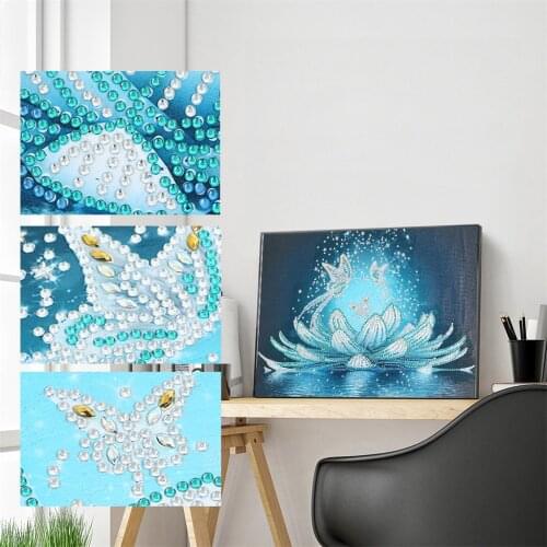 Mosaic Kit 5D DIY Special Shaped Diamond Painting Lotus Water Droplets Rhinestone Drawing Picture Set Craft Home Decoration Gift