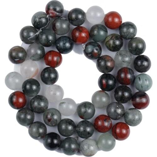 Natural Stone Smooth African Bloodstone Round Loose Beads 4/6/8/10/12mm for Jewelry Making DIY Bracelet Necklace Accesories