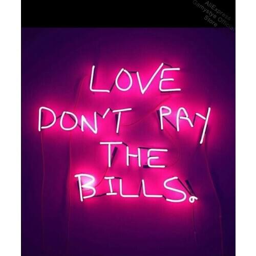 Neon Sign for Love donot pay bill neon Light Sign illuminated Display Beer Club Sign glass Recreation Room Neon Beer Signs Board