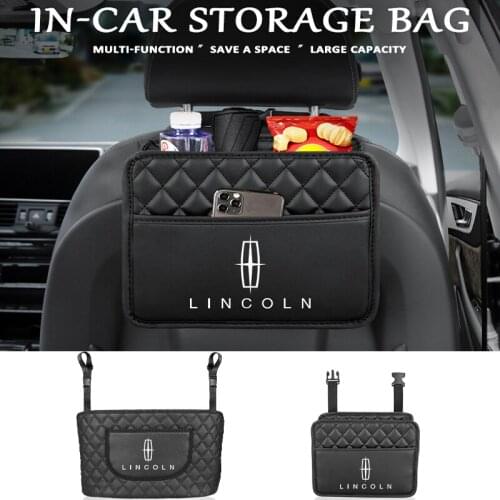 Car Seat Back Organizer Storage Bag Interior Parts Leather Bag Car ​Accessorie For Lincoln MKZ MKX Aviator Navigator Continental
