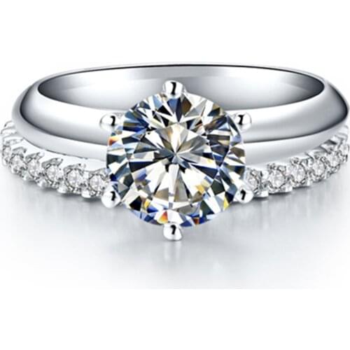 Genuine Silver NSCD Diamond 3CT Engagement Rings Set Eternity Band Sterling Silver Marriage Ring Wedding Jewelry Birdal S925