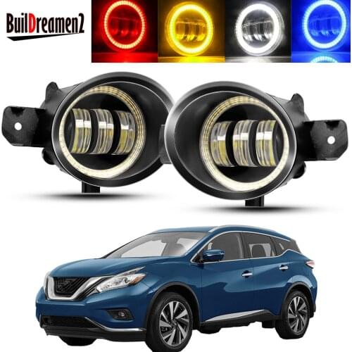 2 Pieces Angel Eye Fog Light Assembly For Nissan Murano 2015 2016 2017 Car LED Lens DRL Fog Daytime Running Lamp 30W 12V