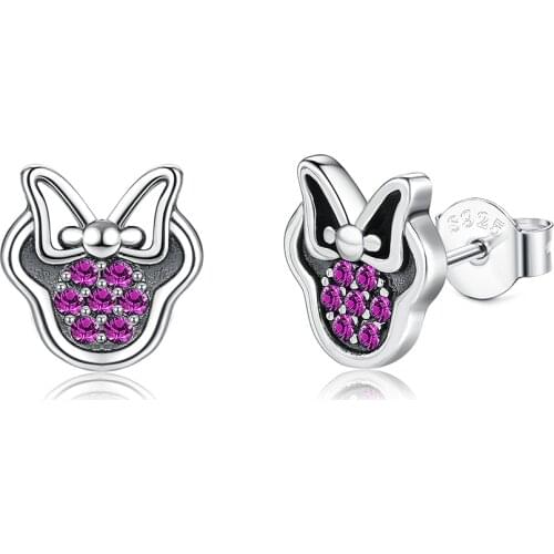 ZEMIOR Genuine 925 Sterling Silver Stud Earrings For Women With Blue Cubic Zirconia Cute Small Earring Party Fine Jewelry Gift