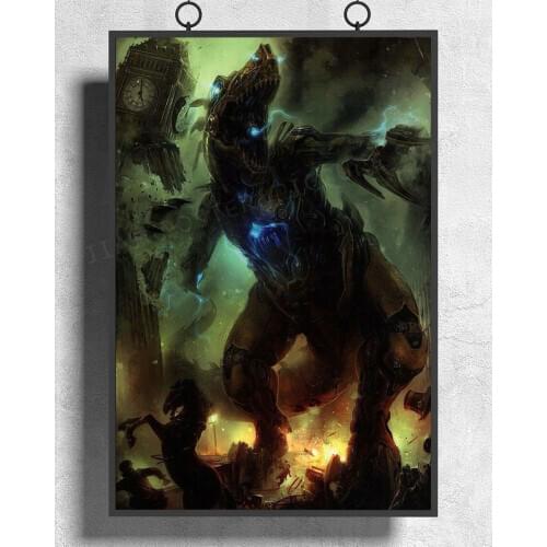 H463 Silk Poster Home Decoration steampunk giant dinosaur clock tower longest side 11inches Unframed Jk405 Wall Art Christmas Gi