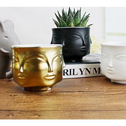 Man Face flower vase home decoration accessories modern ceramic vase for Flowers Pot planters