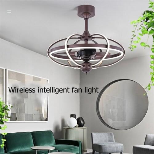 SAROK Modern Ceiling Fan Lights Coffee with Remote LED Inverter Fan Lighting for Home Dining Room Bedroom Restaurant