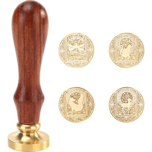 Handmade Wax Seal Stamp Fire Painting Plant Animal Pattern DIY Envelope for Crown Tree Parties Weddings Decorative Accessories