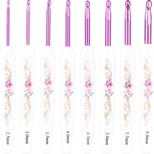 LMDZ Crochet Hook Yarn Hook Knitting Needle Colorful Soft Plastic Handle Weave Craft Yarn Sewing Tools Crochet Knitting Needles