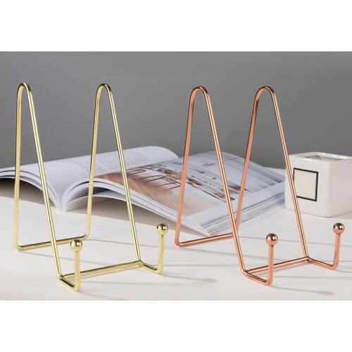 Iron Display Stand Easel 3 Colors Bookshelf Dish Rack Plate Bowl Picture Frame Photo Book Pedestal Holder Home Decorations