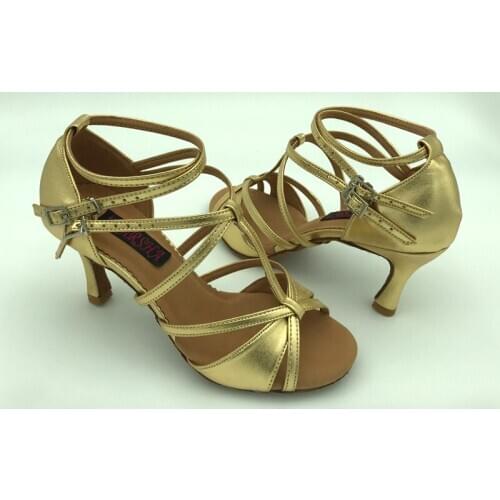 Latin dance shoes for women ballroom salsa shoes tango shoes & wedding shoes 6232GP gold PU
