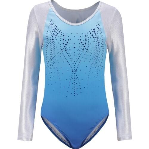 5-12Y Children ballet gymnastics suit dance clothes Long sleeve diamond pattern body suit Dancing