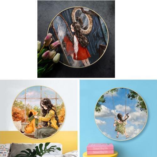 Gold Collection Counted Cross Stitch Kit Forest girl Swinging Blue sky and white clouds Warm scarf the dog autumn RW4058