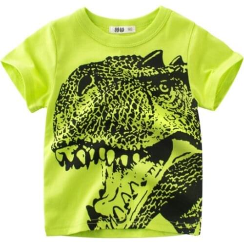 2021 Summer Kids Boys Girls T-Shirt 100% Cotton Dinosaur SURF DAYS Casual Child Tshirts