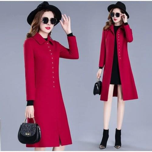 2021 Winter Clothes Long Blend Wool Coat Women Coat Autumn Winter Female Woolen Coat Fashion Single Breasted Elegant Jacket Q95