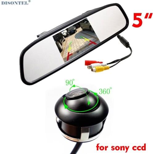 2in1 Parking System Universal 360Degree Roataion Car Front/Rear/Side view camera &LCD TFT Parking Monitor Mirror