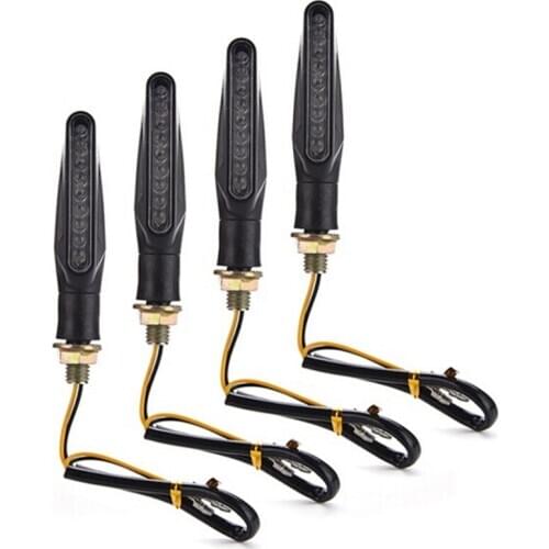 4pcs/lot Universal Motorcycle Led Turn Signal Indicators Flowing Water Flicker Blinkers Flexible Bendable Amber Light Lamp