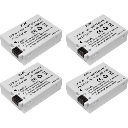 DVISI 4pcs/lot LP-E8 lp-e8 Rechargeable Camera Batteries for Canon 550D 600D 650D 700D X4 X5 X6i X7i T2i T3i T4i T5i DSLR Camera