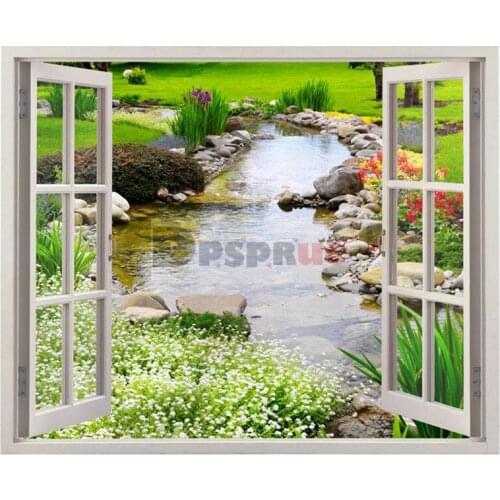 Dpsprue 5D DIY Full Square Drill Diamond Painting River Window Scenery Daimond Mosaic Diamant Embroidery Home Decoration FS09