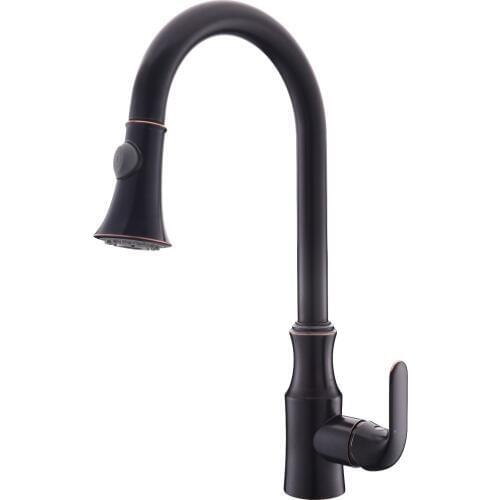 Free ship ORB oil rubbed bronze clour One Hole deck mounted Single Handle Pull-down Kitchen Faucet mixer tap 2016 new