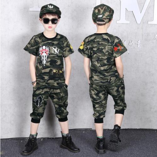 Children Clothing Sports Suit Boy Summer Set Two-piece Childrens Wear stitching suit 4 6 8 10 12 14 16 Years old Child clothes