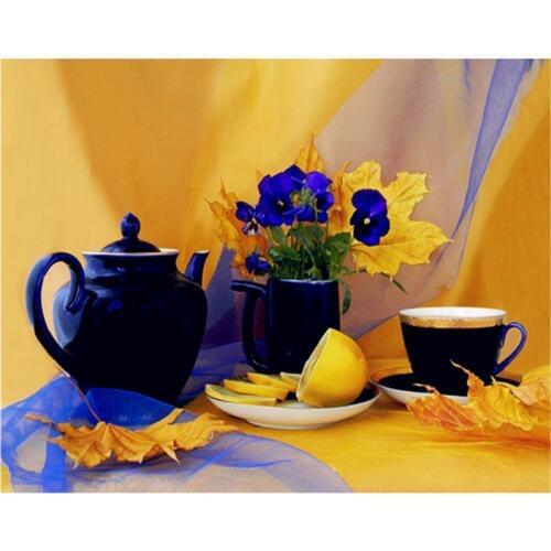 Diy diamond painting cross stitch kits cartoon tea resin pasted painting full round drill needlework Mosaic Home Decor