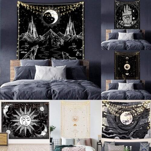 Tapestry black and white series printed home decoration hanging cloth wall hanging beach towel beach blanket