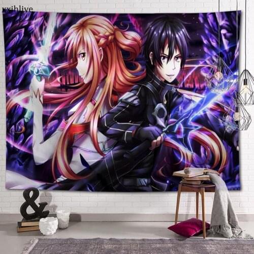 Custom Tapestry Anime Sword Art Online Printed Large Wall Tapestries Hippie Wall Hanging Bohemian Wall Art Decoration Room Decor