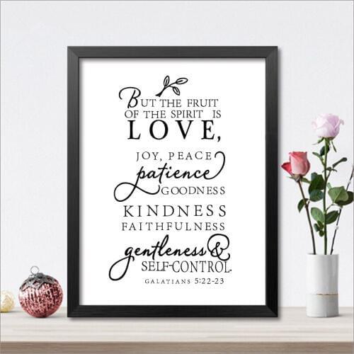Galatians Quote Art Canvas Print Painting Love, Joy ,Peace Black And White Wall Art Picture Hd Print Christian Home Decoration