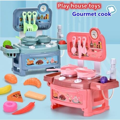DIY Play House for Children Simulation Kitchen Utensils Mini Water Outlet Cooking Manual Brain Development Parent-child Toy Set