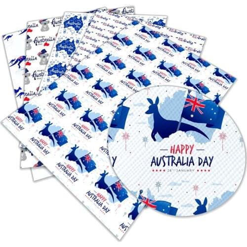 Australia Day Faux Leather Pattern Printed Synthetic for DIY Hairbow Accessories Decoration 30 Cm X 22cm