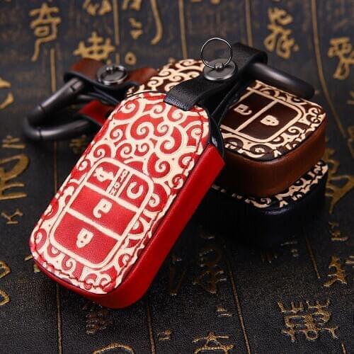 Leather Smart Remote Car Key Case Cover For Honda CRV Lingpai XRV tenth generation Civic Accord Crown 2018 2019 HRV Key Case Fob