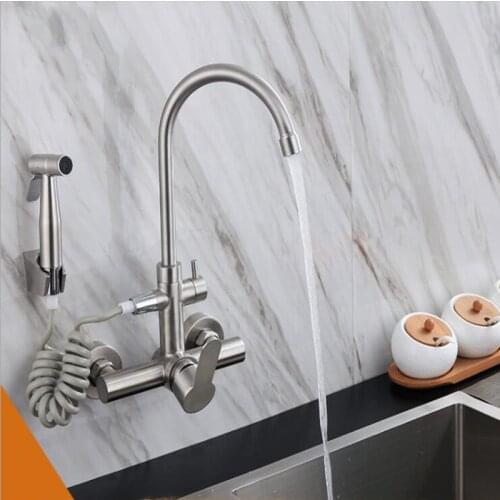 Faucet good quality 304 SUS cold and hot water tap 304 stainless steel kitchen faucets mixer with pull out spout