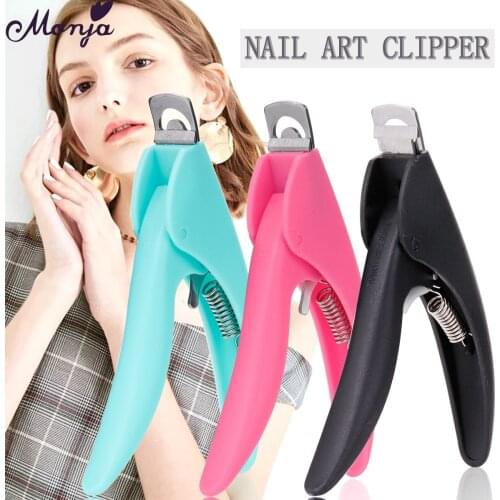 Monja 3 Colors Stainless Steel Nail Art Clippers Acrylic French False U-shaped Nail Cutting Trimmers Edge Cutters Manicure Tool