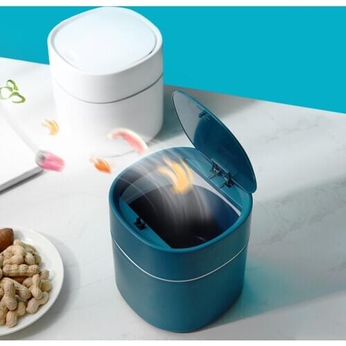 2L Mini Desktop Waste Bin Multifunctional Trash Can Home Car Storage Bucket Accessories with Lid Garbage Bin Living Room Office