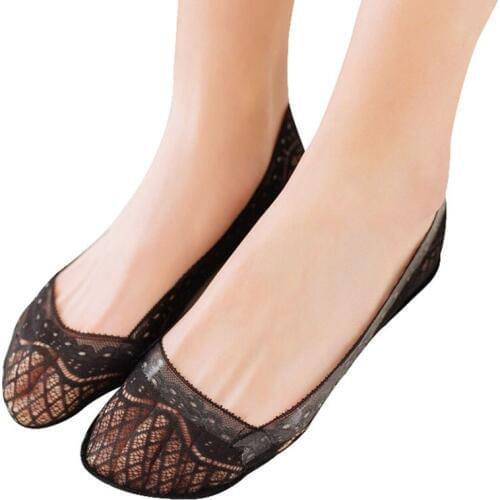 5 Pairs Womens Cotton Lace Antiskid Invisible Liner Socks Elastic Comfy Female Summer Spring Ankle Boat Sock Low Cut Short Socks