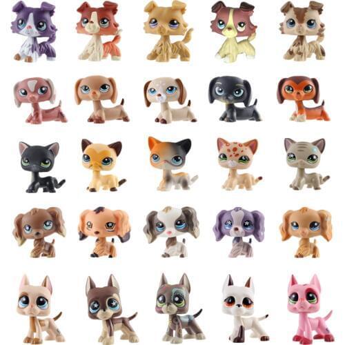 Rare new pet shop lps toy standing short hair cat pink dog original dachshund dog shepherd dadan dog cool children toy gift