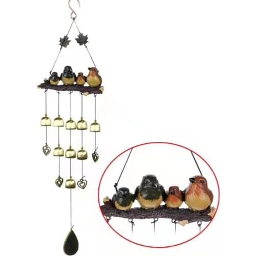 New Bells and Wind Chimes Pendants Outdoor Garden Happiness Bird Pendants Balcony Living Room Home Furnishing Metal Pendants