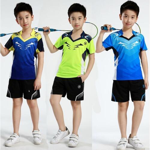 New Children Sport t-shirt Badminton shirt set,Boys Table Tennis shirt shorts,Girls Running t shirts tennis shirts suit XS-3XL