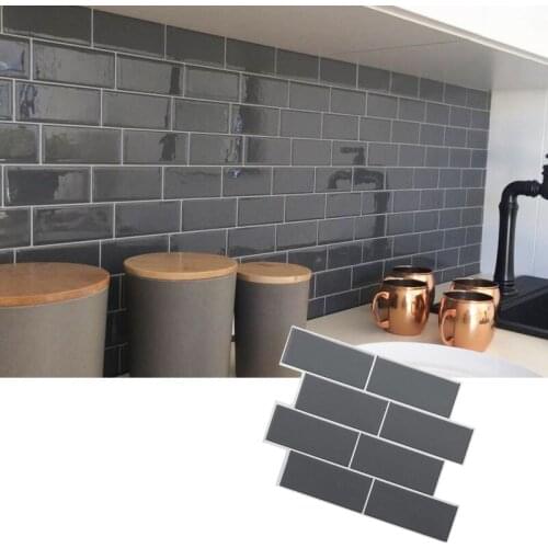 Kitchen wall Stickers Black Gray Imitation Brick Tile Wallpaper Waterproof Bathroom Restaurant Home Decor Self Adhesive