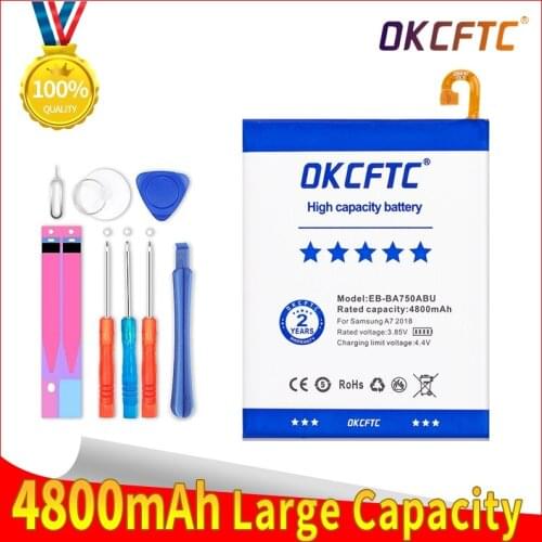 Original OKCFTC Battery EB-BA750ABU For SAMSUNG Galaxy A7 2018 version A730x A750 SM-A730x A10 SM-A105F SM-A750F 4800mAh