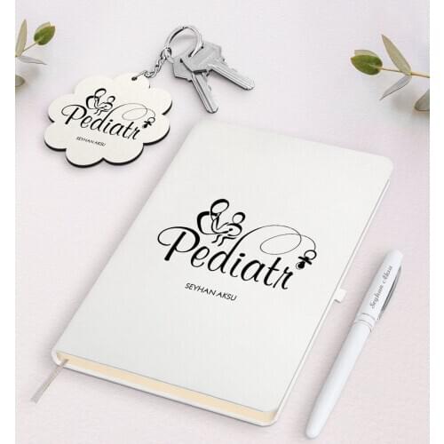 Personalized Pediatr White Notebook Pen and Keychain Gift Set Reliable Quality Cost Effective Gift Souvenir Book
