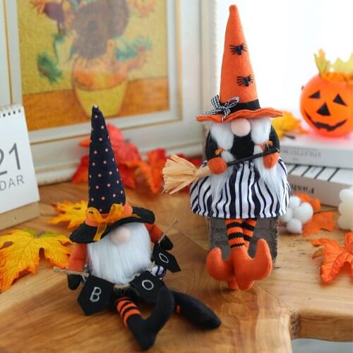 Halloween Plush Gnomes Home Decoration Handmade Craft Wizard Rudolph Doll Cute Ornament for Home Restaurant TS2