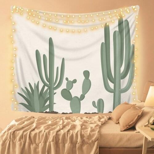 Dusty Green Cactus Plant Tapestry for Livingroom Photography Wall Decor