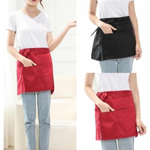 Multicolor Unisex Solid Color Anti-oil Short Half Waist Apron Restaurant Server Waiter Bar Pub Kitchen Hotel Restaurant Apron